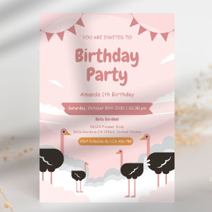Convite para primeiros aniversarios de Flamingo