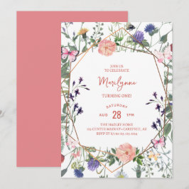 Convite para primeiros aniversarios de flor selvag