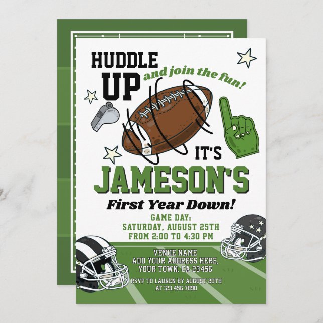 Convite para primeiros aniversarios de futebol (Frente/Verso)