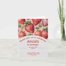 Convite para primeiros aniversarios de morango no