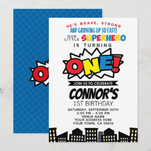 Convite para primeiros aniversarios de Super-Heró