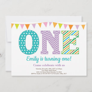 Convite para primeiros aniversarios. Garota Primei