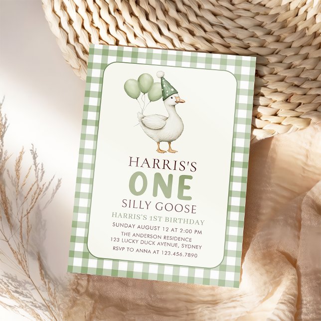 Convite para primeiros aniversarios Gingham Um Bob (Criador carregado)