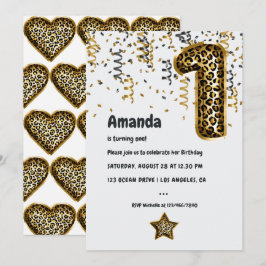 Convite para primeiros aniversarios Leopard Balloo