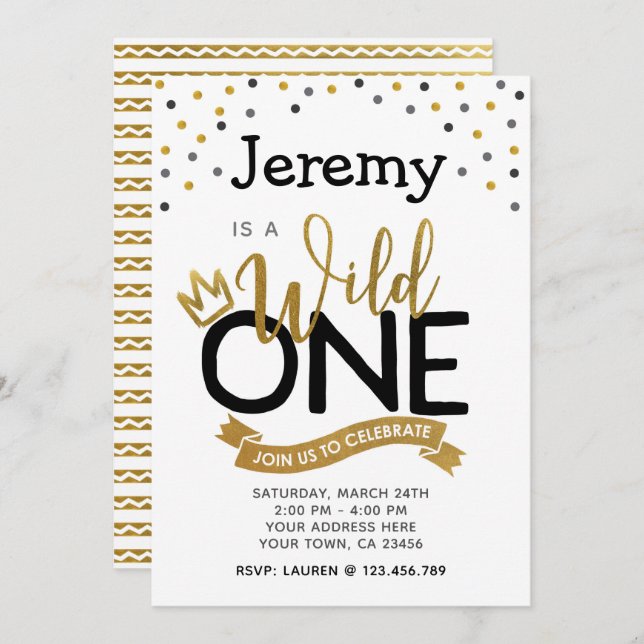 Convite para primeiros aniversarios Selvagens (Frente/Verso)