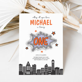 Convite para primeiros aniversarios Super Herói do