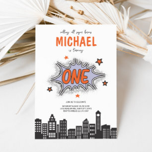 Convite para primeiros aniversarios Super Herói do