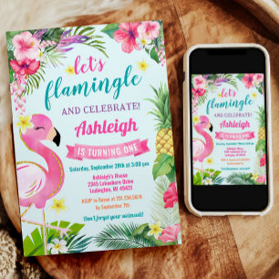 Convite para primeiros aniversarios Tropicais de V