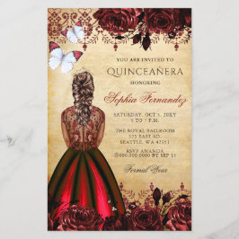 Convite para Princesa Vermelha Quinceañera