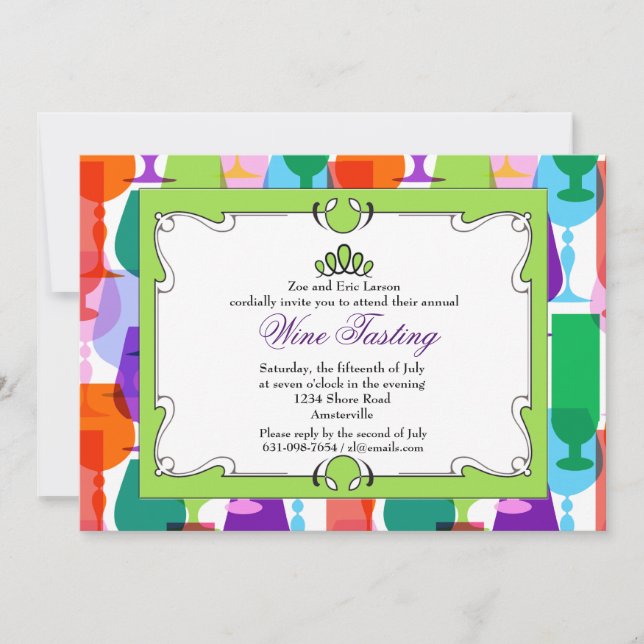 Convite para Provando de Vinho de Vidro de Verão (Frente)