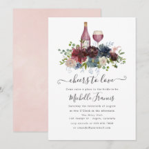 Convite para Provandos de vinho cor-de-rosa e borr