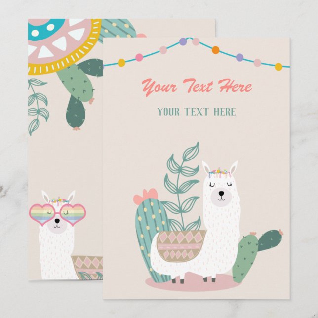 Convite para Qualquer Evento de Llama (Frente/Verso)