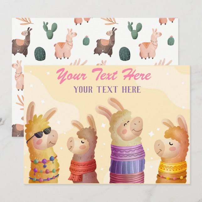 Convite para Qualquer Evento de Llama (Frente/Verso)