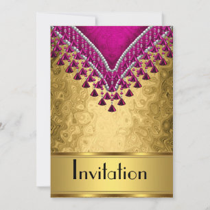 Convite para Qualquer Festa Dourado e Roxo