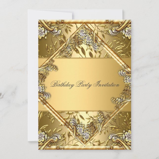 Convite para qualquer festa dourado sobre dourado  (Frente)