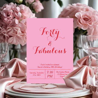 Convite para quarenta e quatro cor-de-rosa e anive