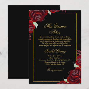 Convite para Quinceanera Black Burgundy
