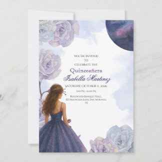 Convite para Quinceañera, Cor de Água Púrpura Edit