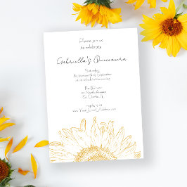 Convite para Quinceanera de Girassol Gráfico Amare