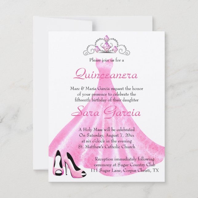 Convite para Quinceanera de palhaço rosa (Frente)