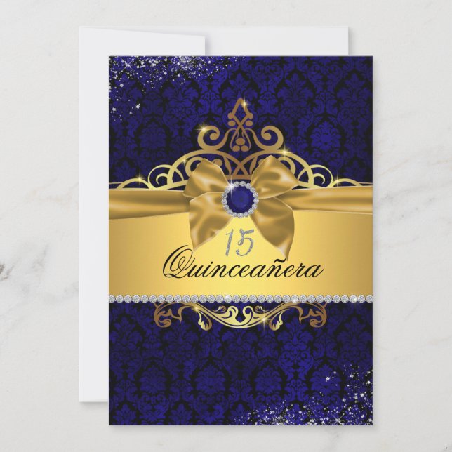 Convite para Quinceanera, Dourado e legante (Frente)