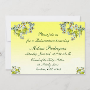 Convite para Quinceañera Floral Amarelo