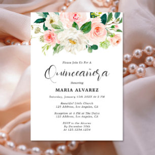 Convite para Quinceañera Floral de Escamudo Rosa E
