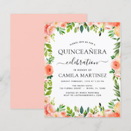 Convite para Quinceañera Floral de Pessegueira de 