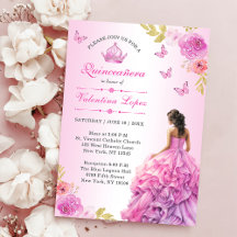 Convite para Quinceañera Floral Rosa-Escamudo Eleg