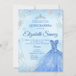 Convite para Quinceanera marinho Blue e Silver Win
