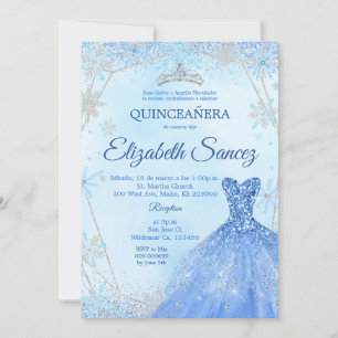 Convite para Quinceanera marinho Blue e Silver Win