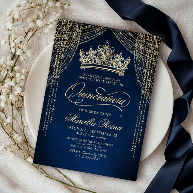 Convite para Quinceañera, Marinho Dourado da Coroa (Criador carregado)