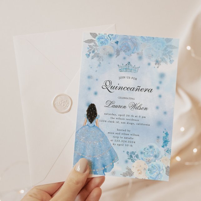 Convite para Quinceanera no Wonderland Blue Winter (Criador carregado)