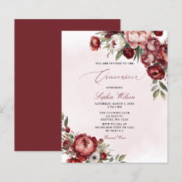 Convite para Quinceañera para Blush Floral Burgund