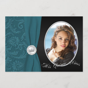 Convite para Quinceanera para Fotos em Teto e Pret