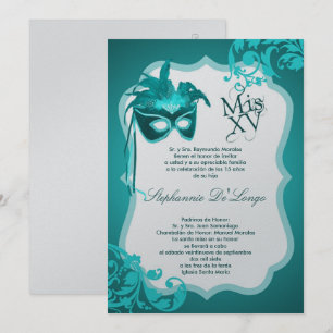 Convite para Quinceanera para Mascarada de Teto 5x