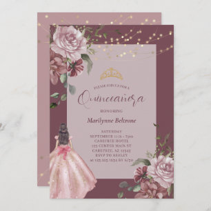 Convite para Quinceañera Princesa Floral Elegante