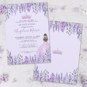 Convite para Quinceanera Puro de Lavanda Floral