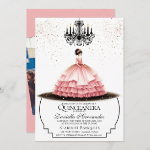 Convite para Quinceañera Rosa Elegante