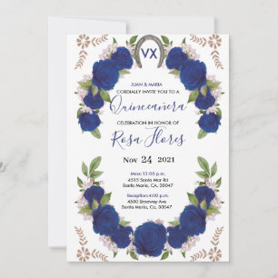 Convite para Quinceanera, Rosas Blu