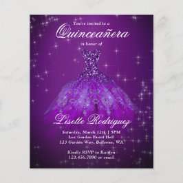 Convite para Quinceanera Roxo Real do Orçamento