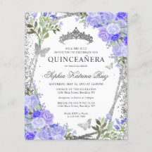 Convite para Quinceañera Silver Roxo de Orçamento