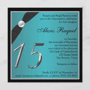Convite para Quinceanera Teto e Preto