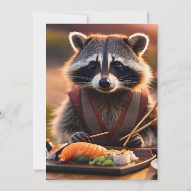convite para raccoon sushi (Frente)