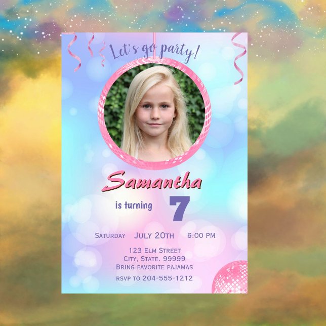 Convite Para Rapariga De Aniversário, Retron Rosa (Criador carregado)