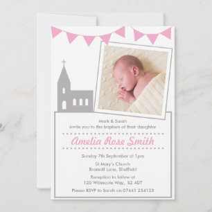 Convite para raparigas Christening/Baptism
