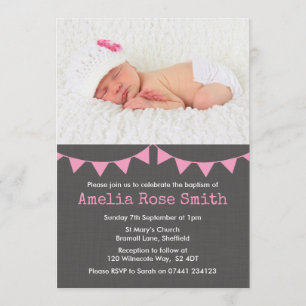 Convite para raparigas Christening/Baptism