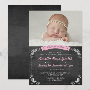 Convite para raparigas Christening/Baptism