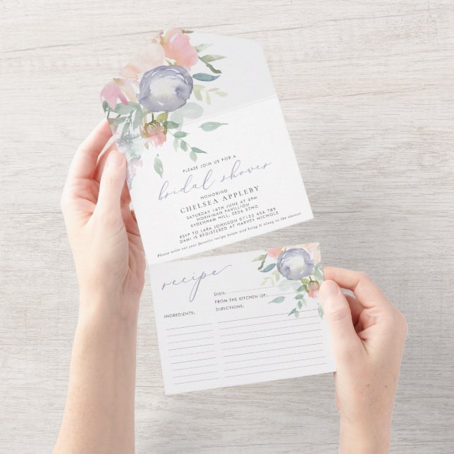 Convite para recebimento de Chá de panela Floral A (Aba destacável)