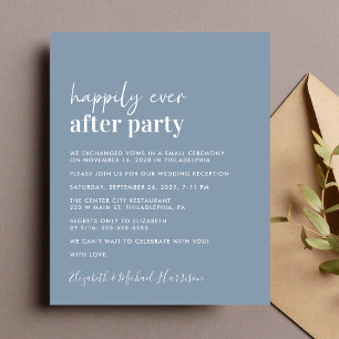 Convite para Recepção de casamento Azul Dusty de